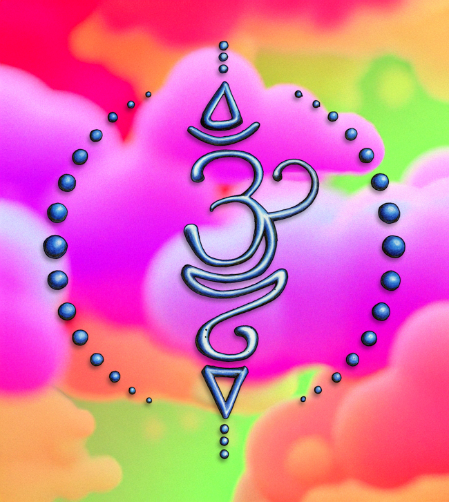 Detailed hand-drawn mandala presented over a soft AI-assisted atmospheric background with glowing color and depth.