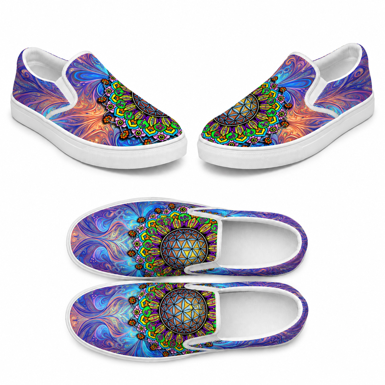 Flower of Life 2 | Women’s slip-on canvas shoe collection mockup.