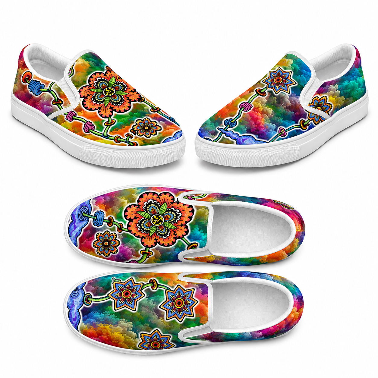 Steampunk Flowers | Women’s slip-on canvas shoe collection mockup.