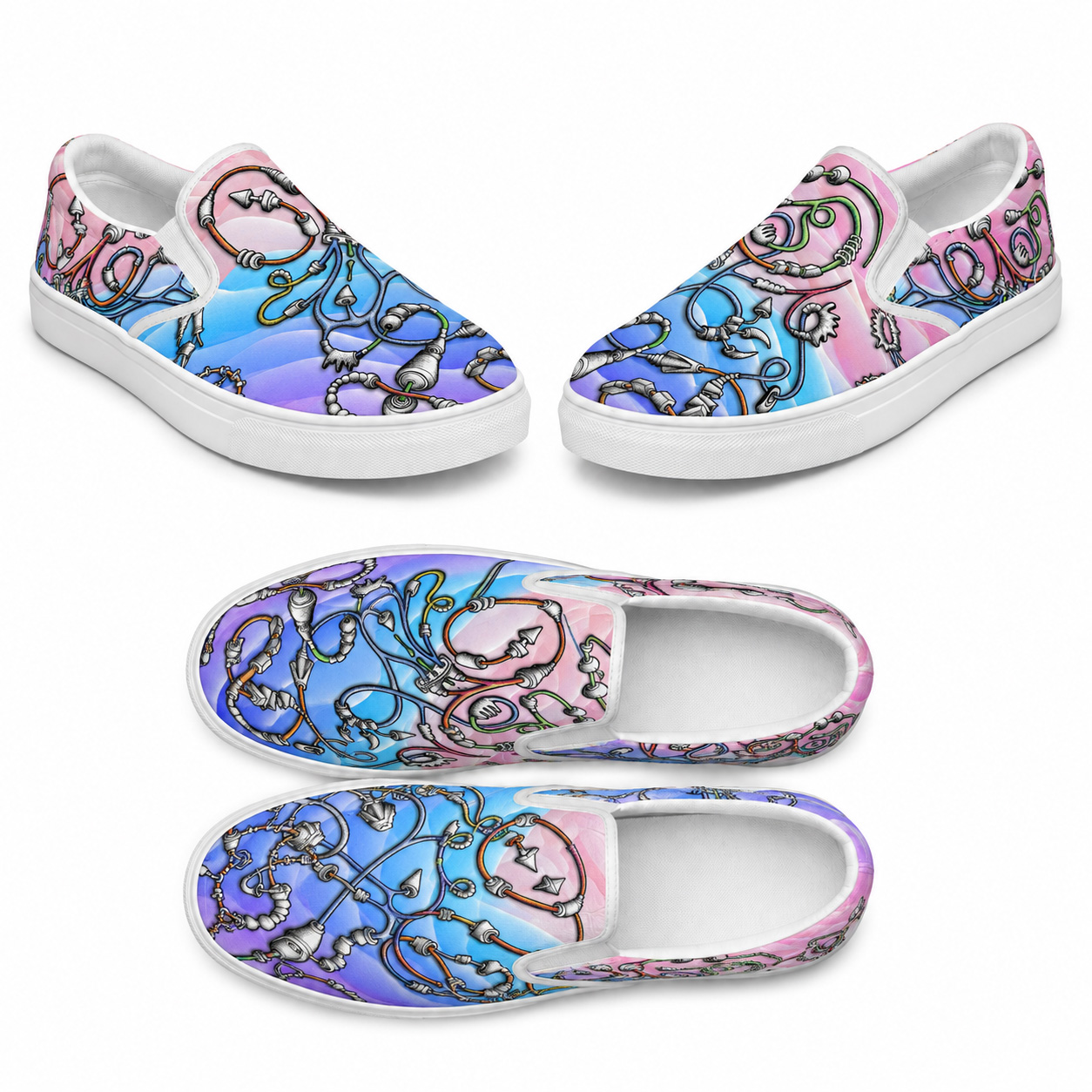 Steampunk Snake | Women’s slip-on canvas shoe collection mockup.