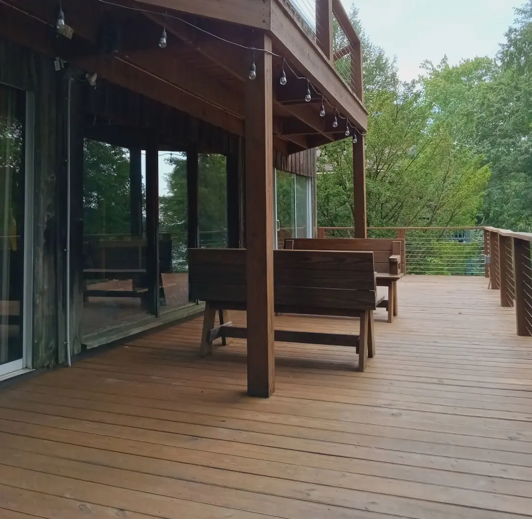 double deck stained wood