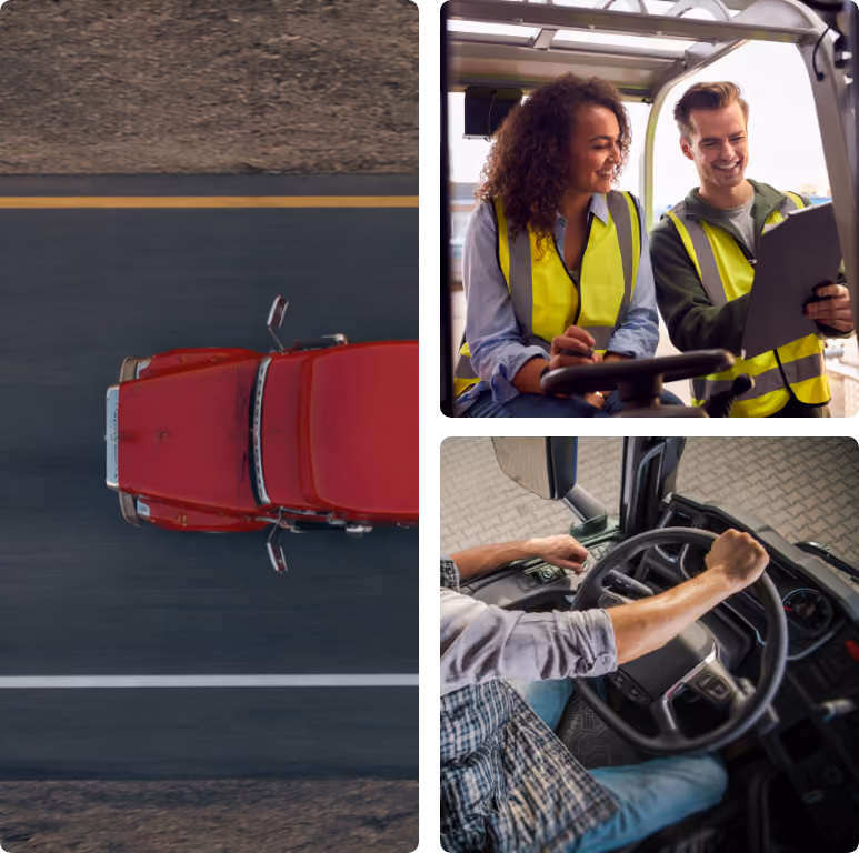 Team of young professionals learning to be a truck instructor
