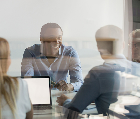 Three people meeting