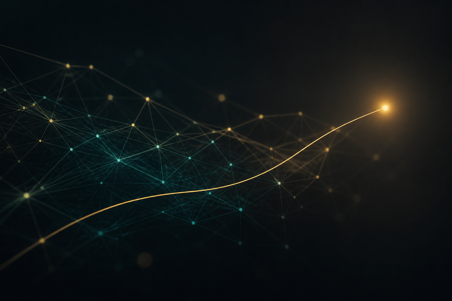 LLM attribution for ChatGPT traffic, a glowing path through a dark network of nodes