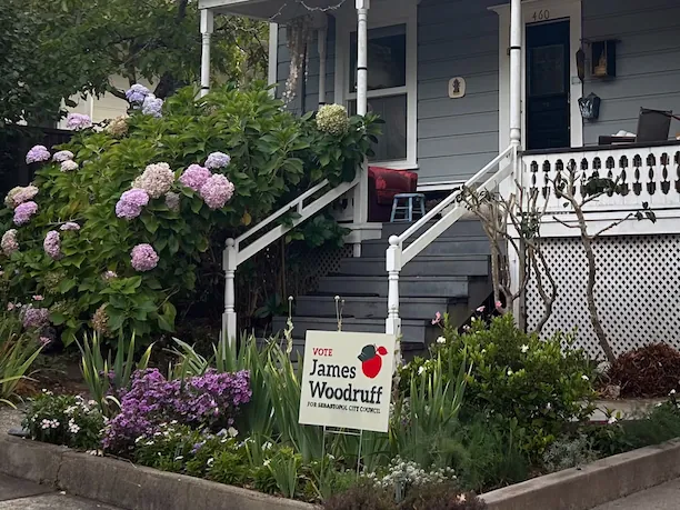 Campaign sign in front of house