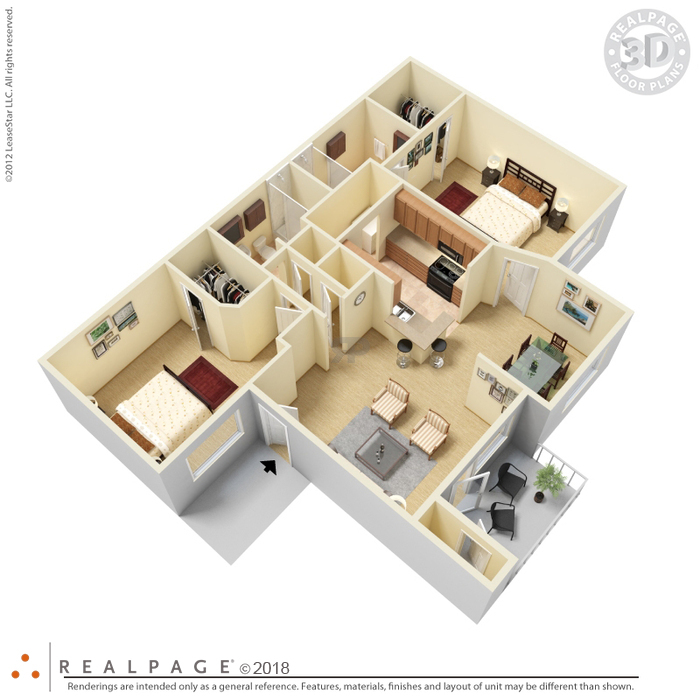 C 2 bedroom floor plan image