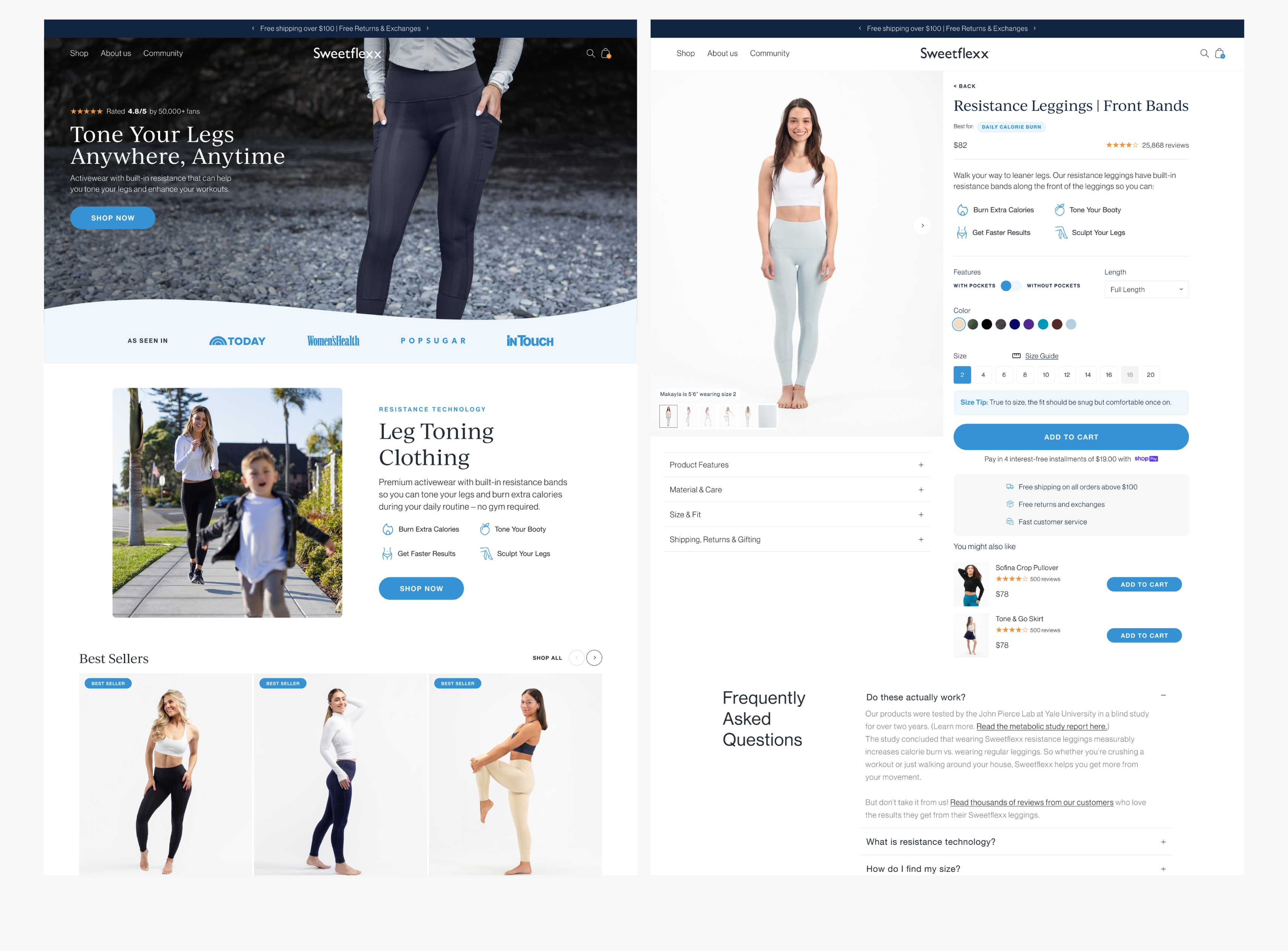 Sweetflexx product detail page and conversion focused updates