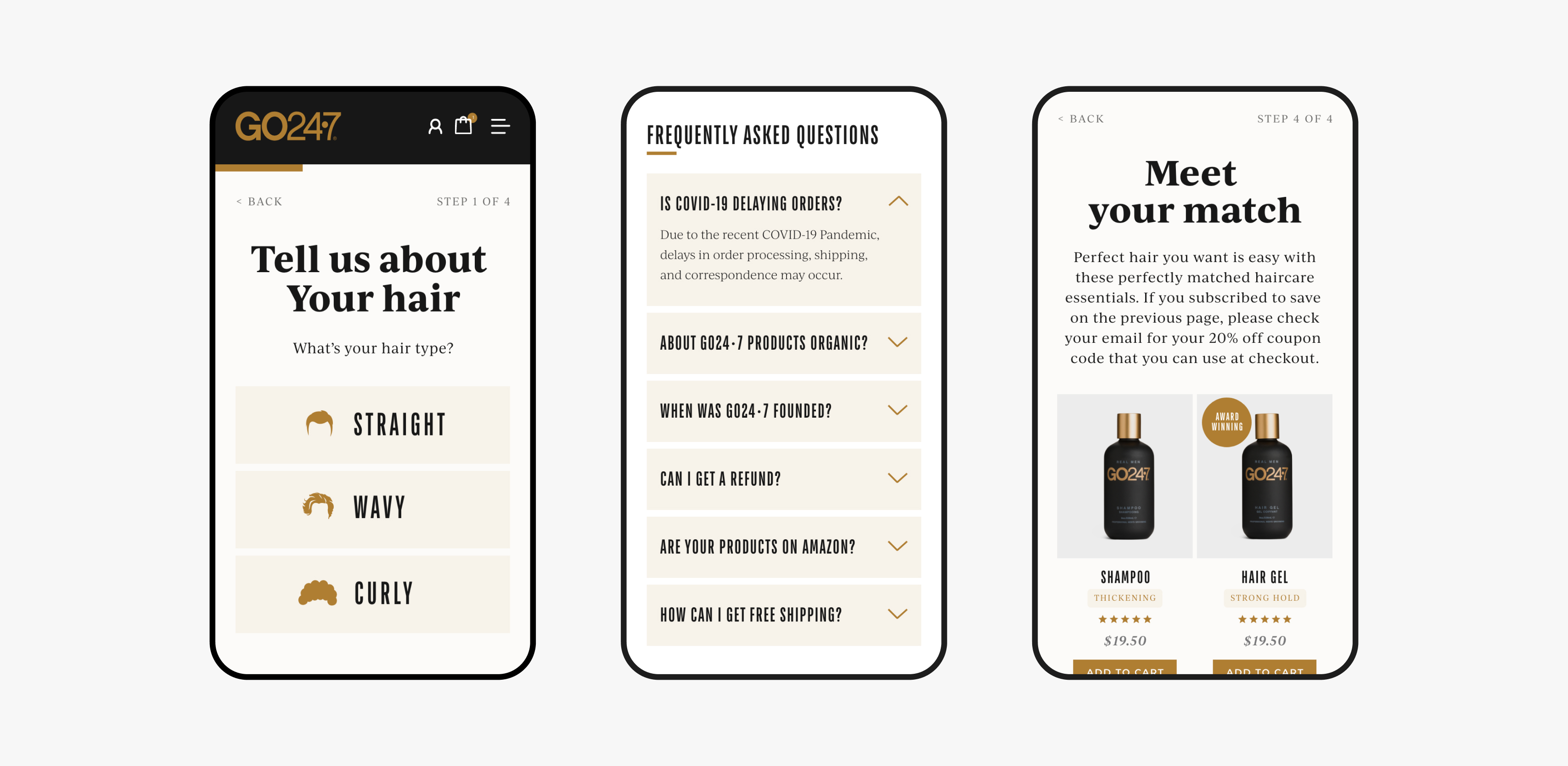 GO24·7 additional mobile screens