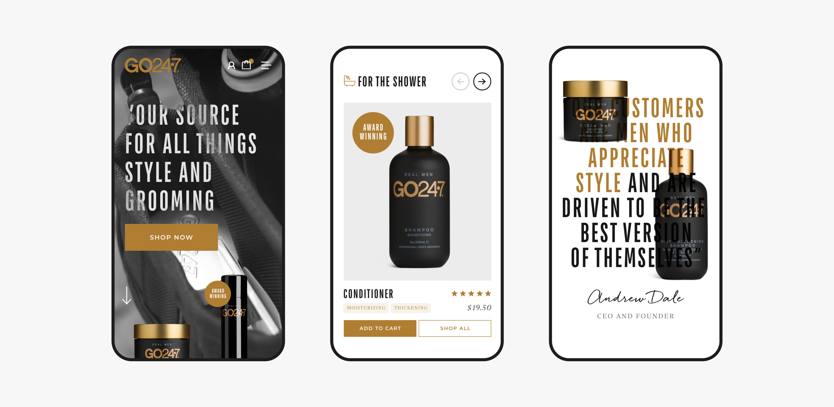 GO24·7 mobile screens