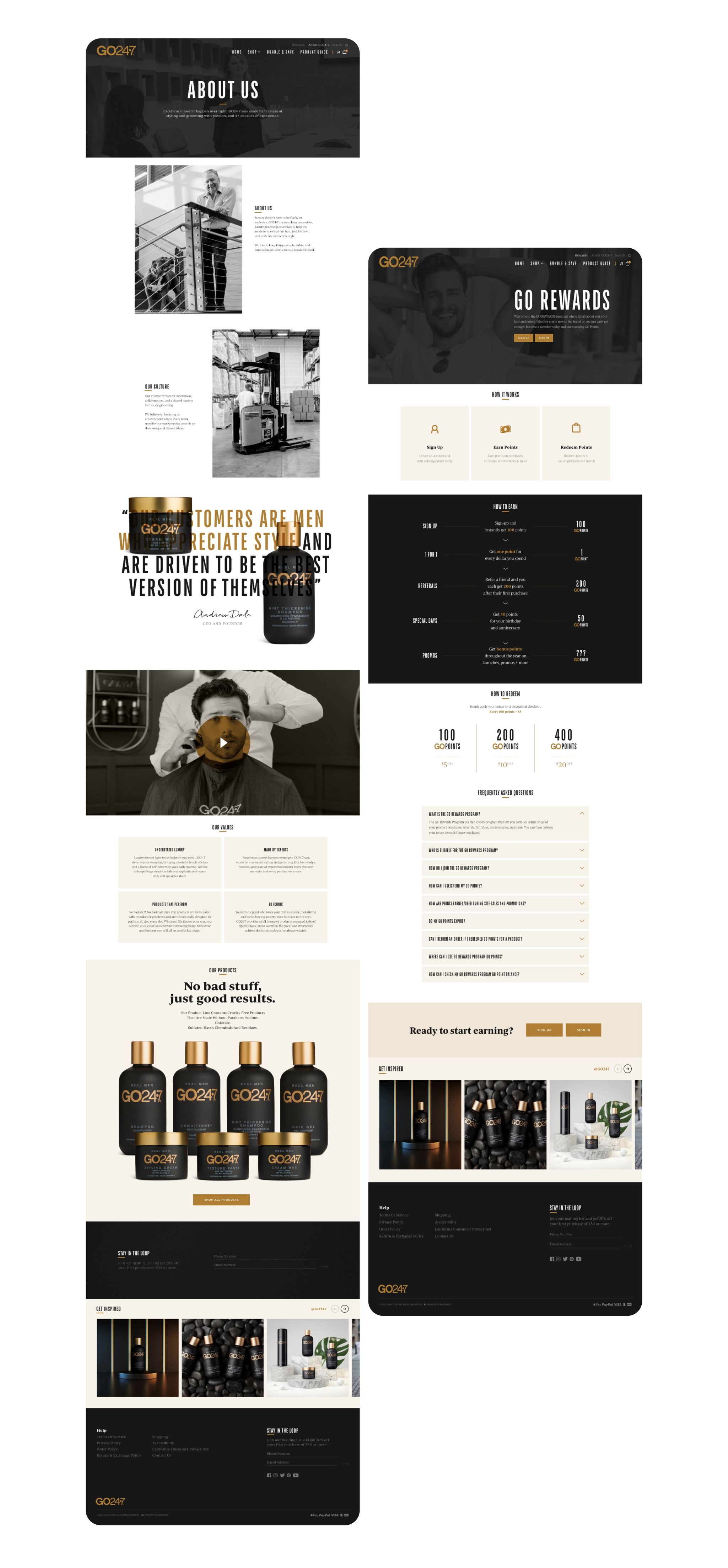 GO24·7 full ecommerce page designs