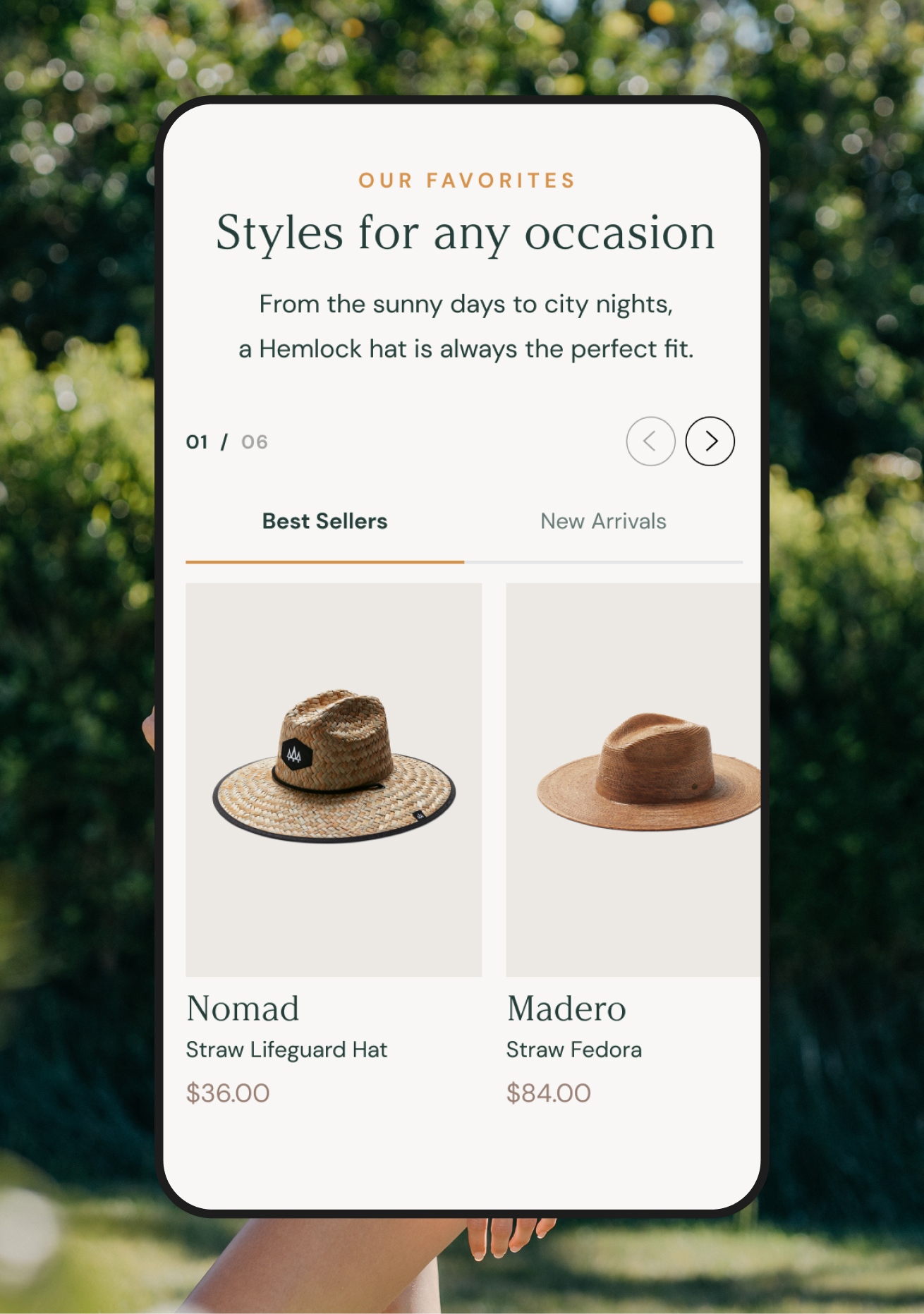 Hemlock Hat Co. ecommerce UI design