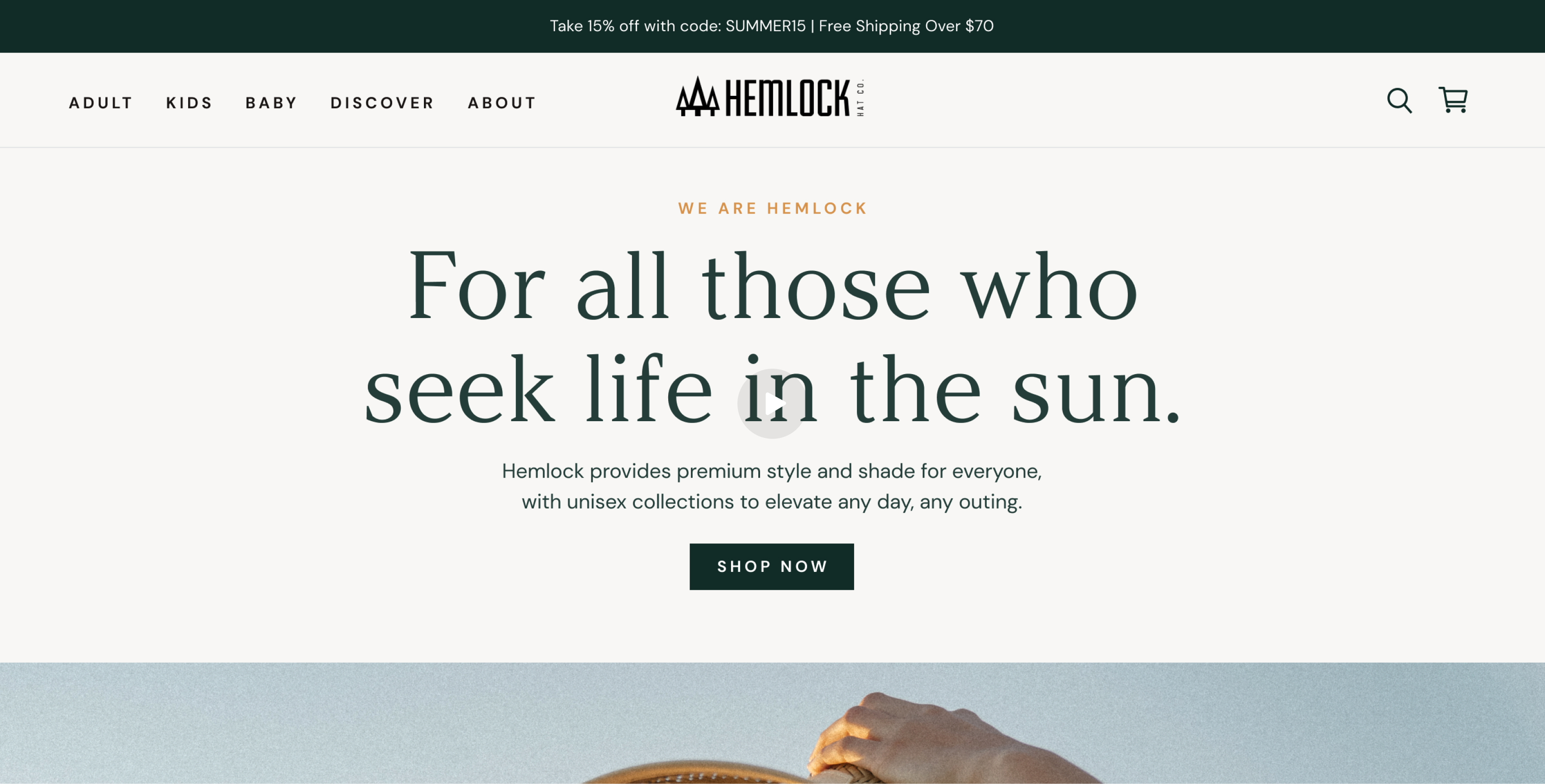 Hemlock Hat Co. lifestyle hero module