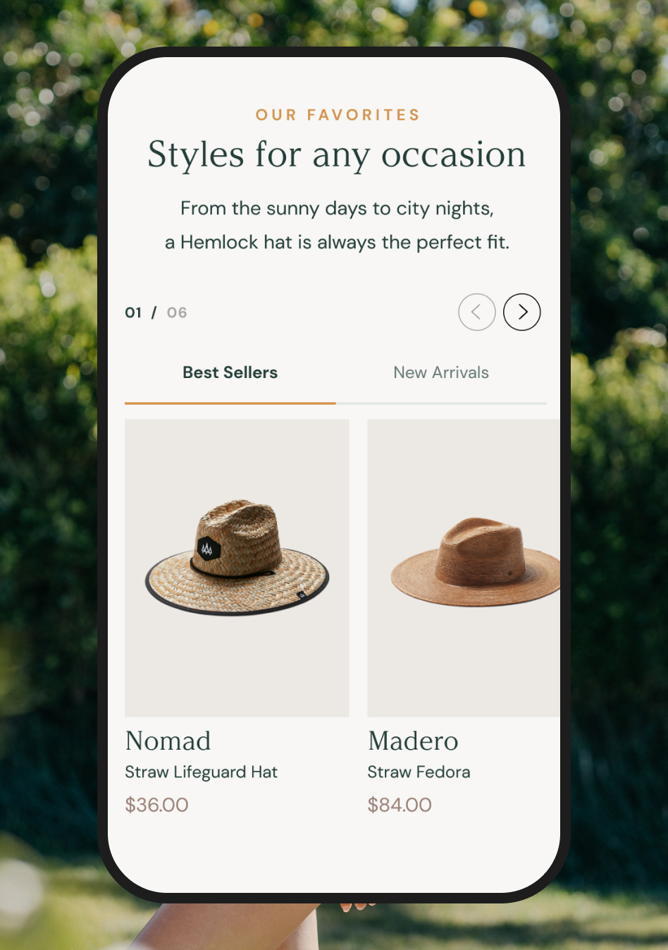Hemlock Hat Co. ecommerce UI design