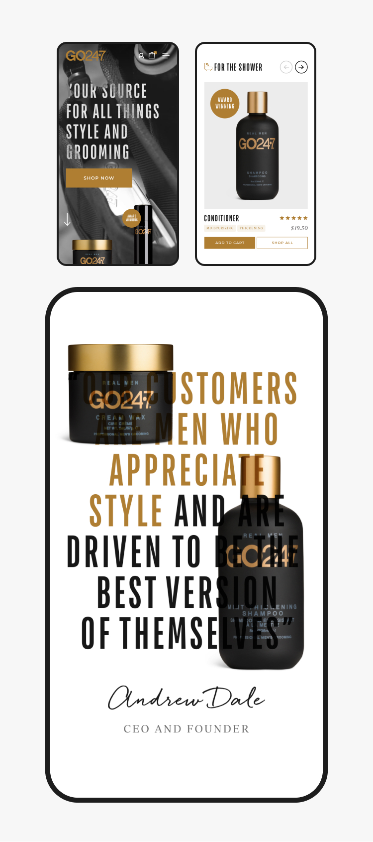GO24·7 mobile screens