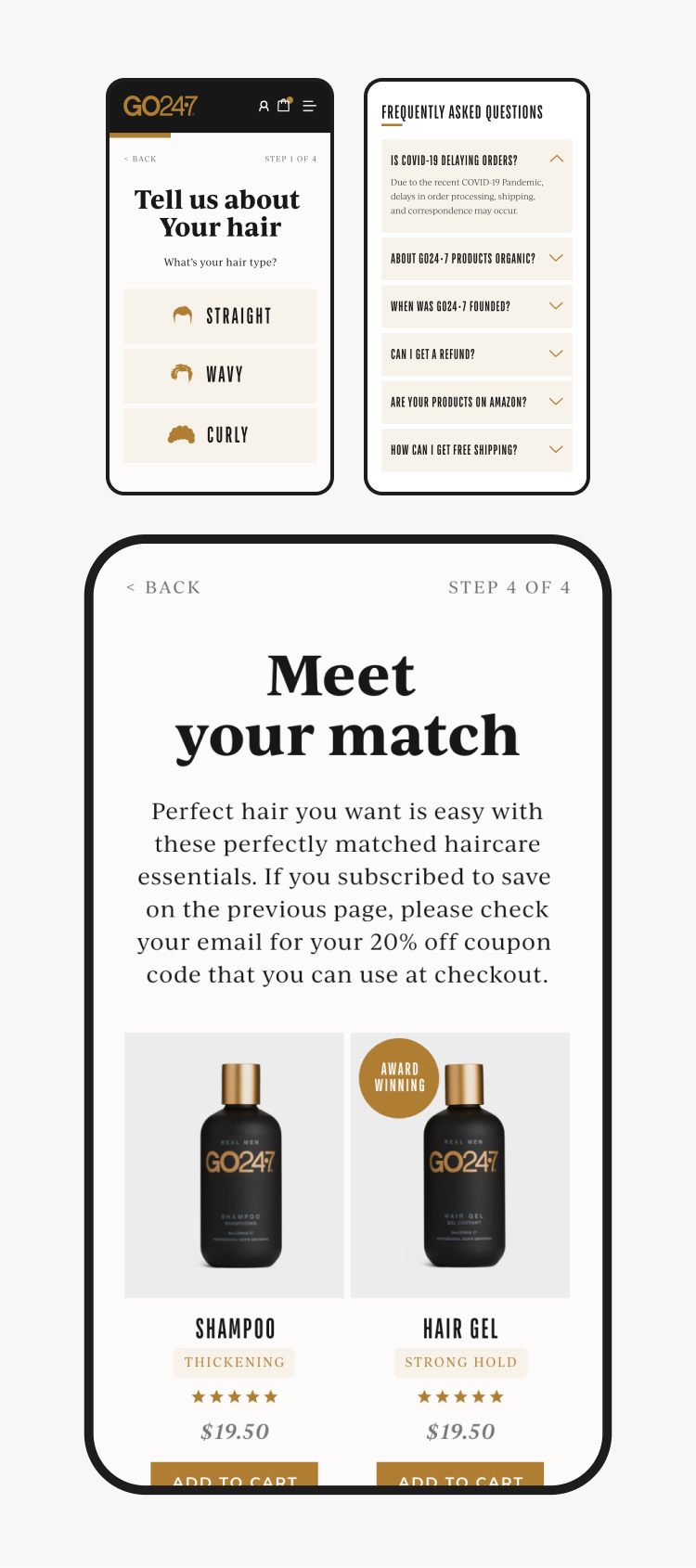 GO24·7 additional mobile screens