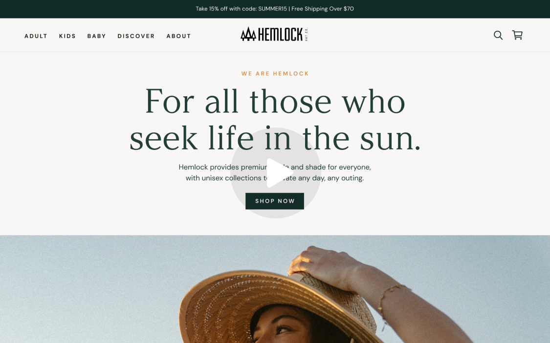 Hemlock Hat Co. lifestyle hero module