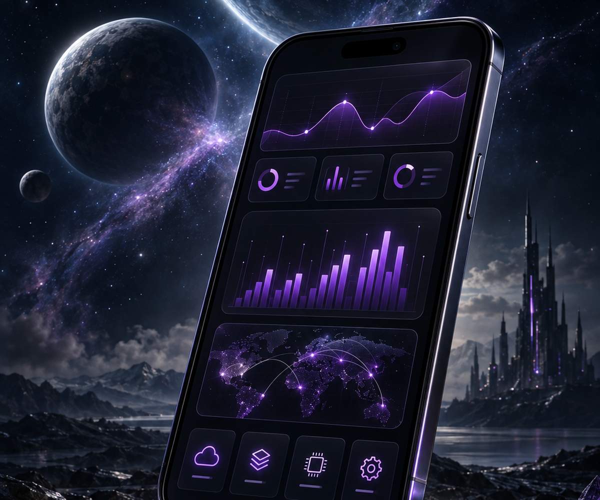 Digital interface artwork representing Silvermane software and AI projects