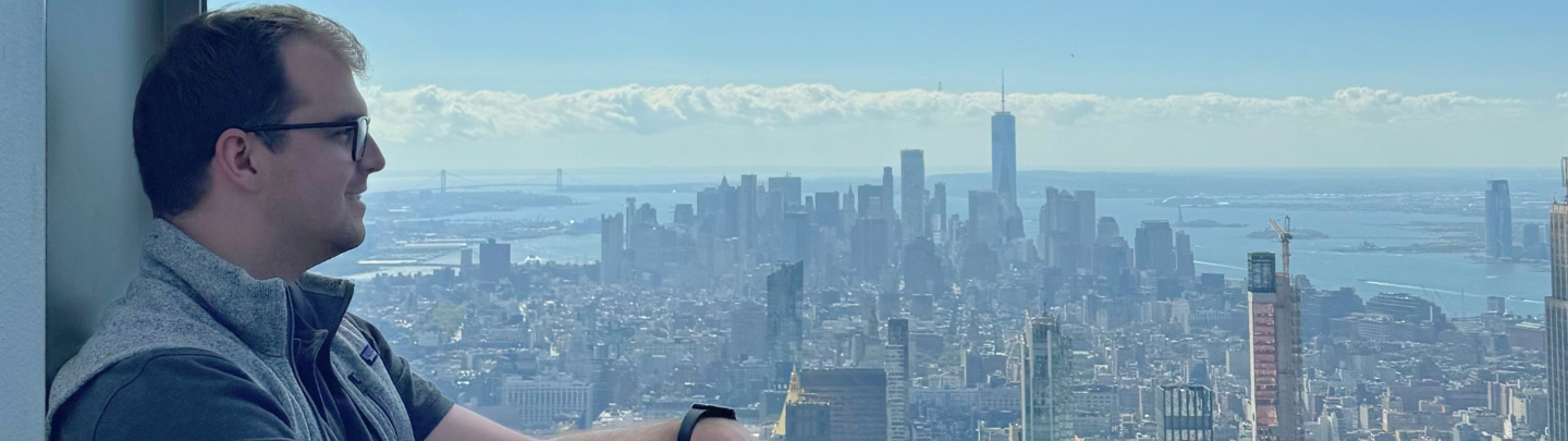 Brent Coleman overlooking the New York City skyline