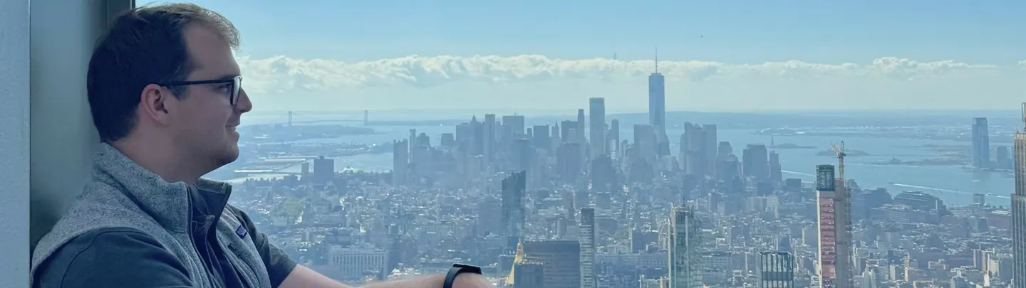 Brent Coleman overlooking the New York City skyline