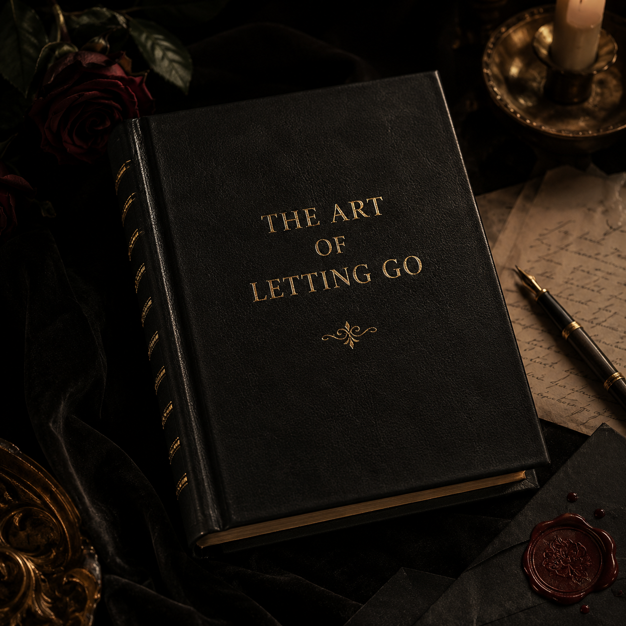 Black leather-bound journal titled The Art of Letting Go