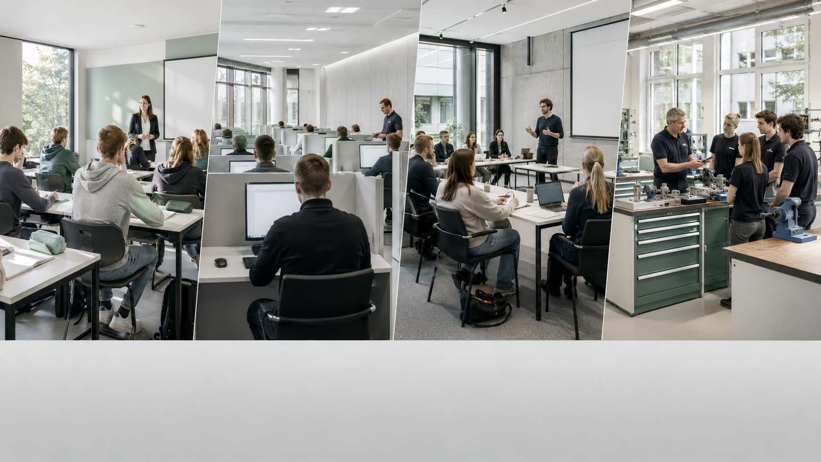 Schule, Computerprüfung, Hochschulseminar und berufliche Weiterbildung