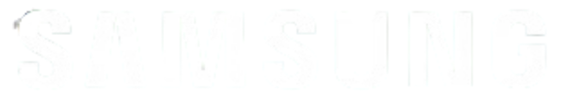 Samsung brand name in bold white capital letters on a transparent background.