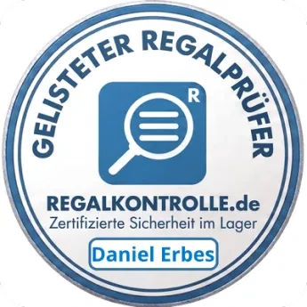 Siegel Gelisteter Regalprüfer von REGALKONTROLLE.de für Daniel Erbes