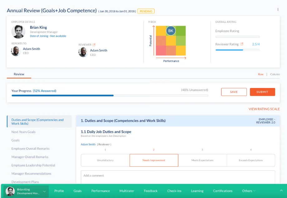 Screenshot of the Engagedly Ui