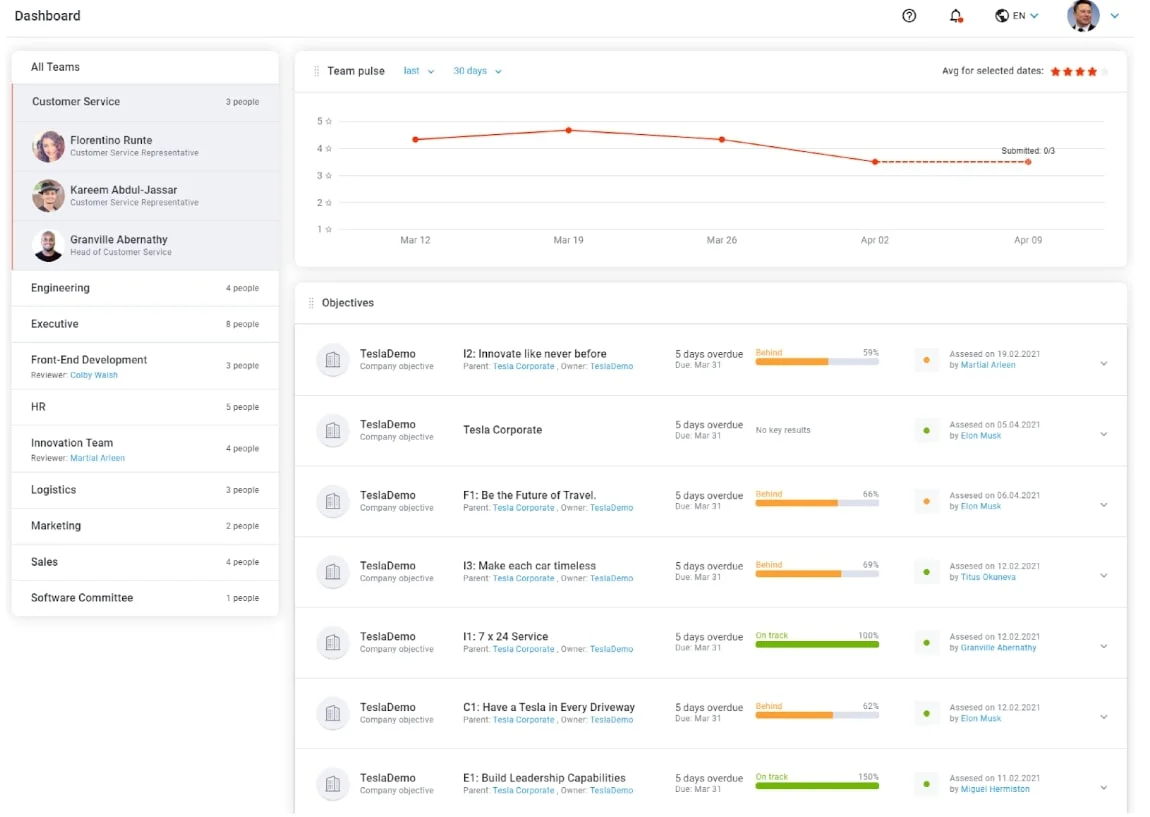Screenshot of the Hirebook UI.