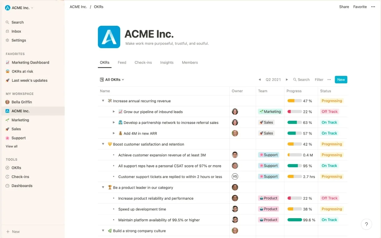 Screenshot of the Mooncamp UI