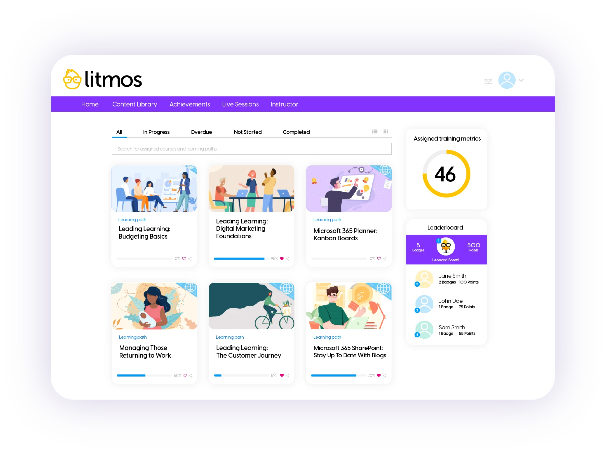 Screenshot of the Litmos Ui