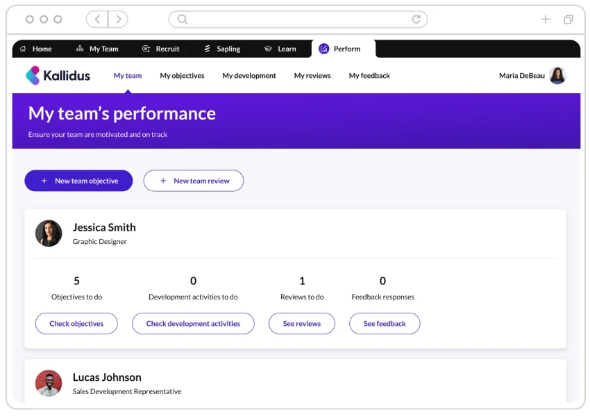 Screenshot of the Kallidus UI