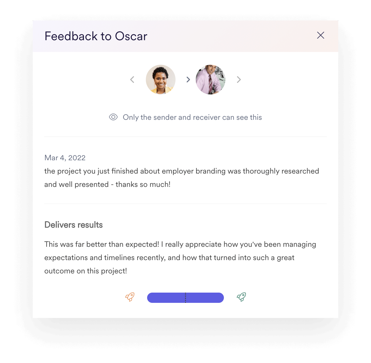 A screenshot of an interface within Leapsome’s Instant Feedback feature.