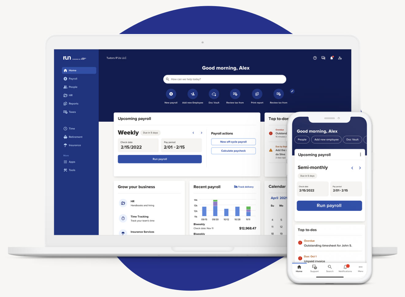ADP Run payroll software interface