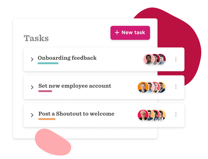 A screenshot of Bob's tasks bar, including automated onboarding feedback.