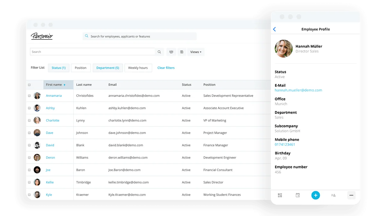 A screenshot of Personio's employee file management interface.