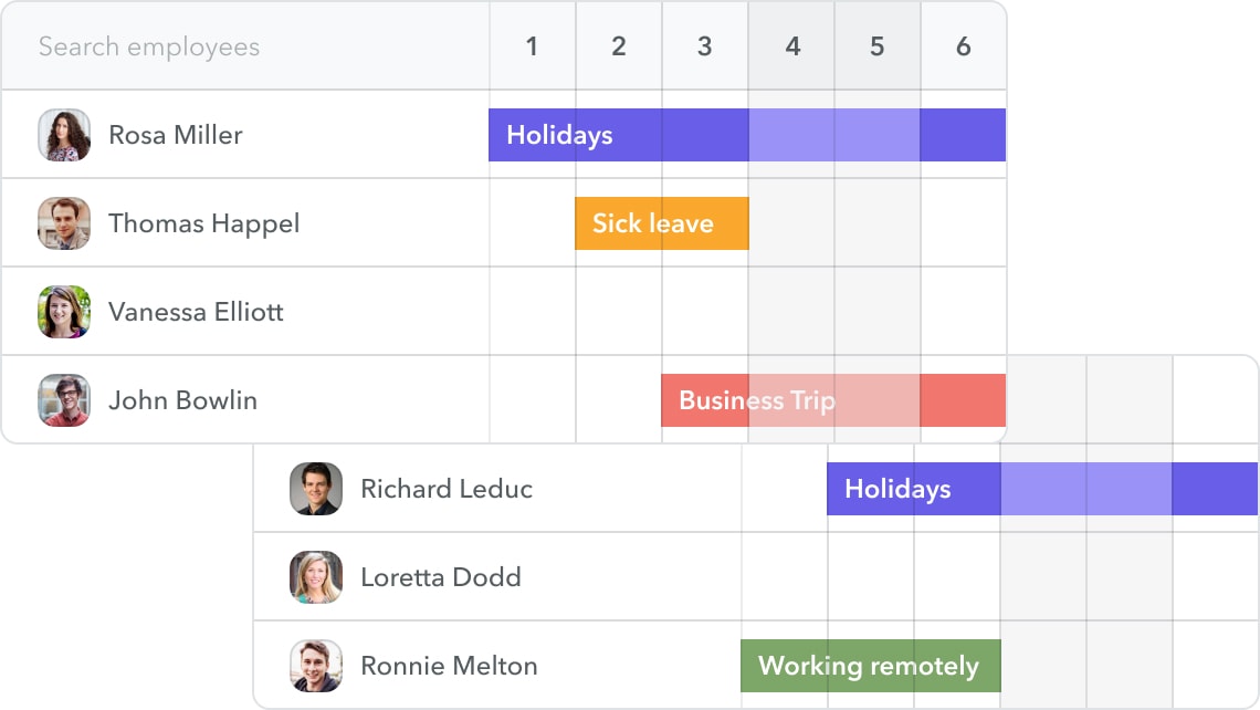 A screenshot of Factorial's absence management software.