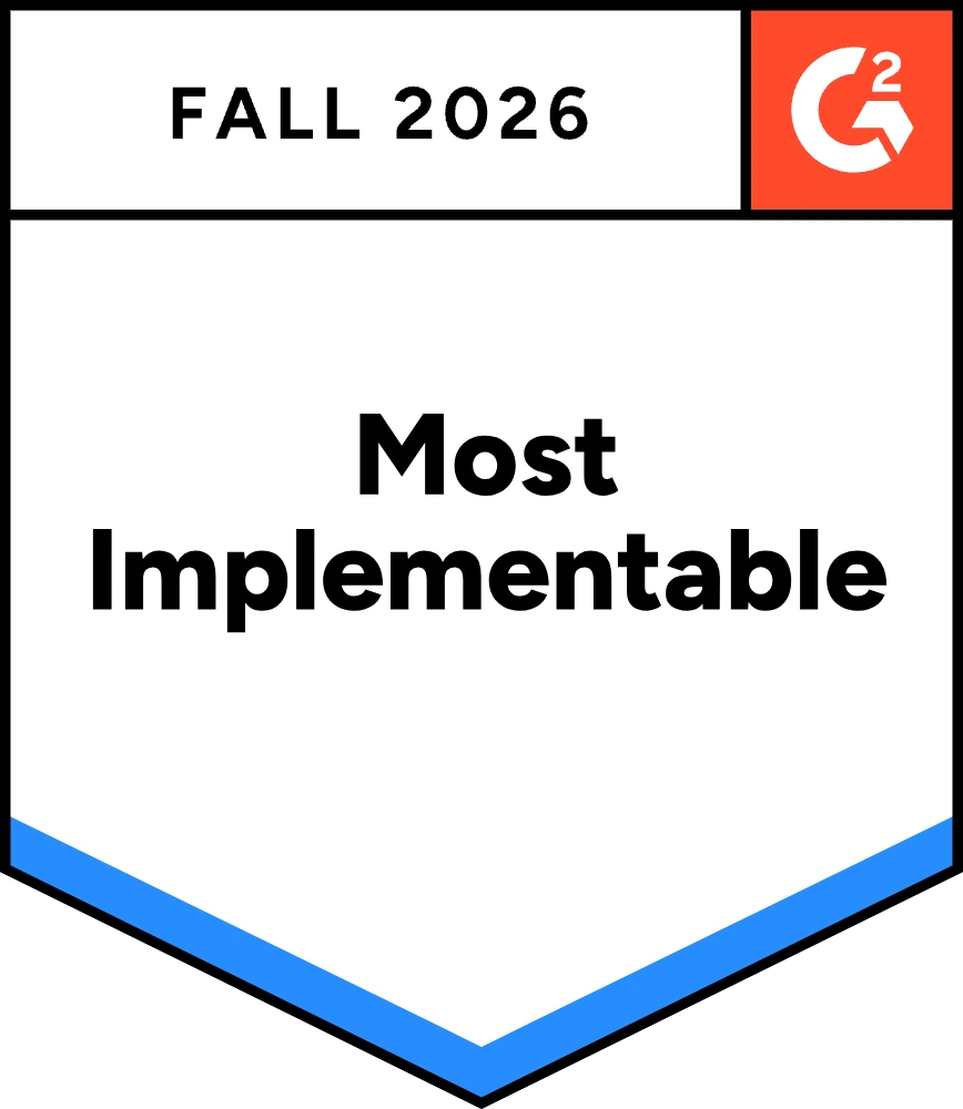 G2 Most Implementable Fall 2026 badge