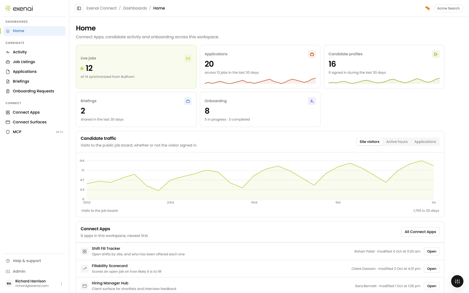 Exenai Candidate - User - Home / Dashboard