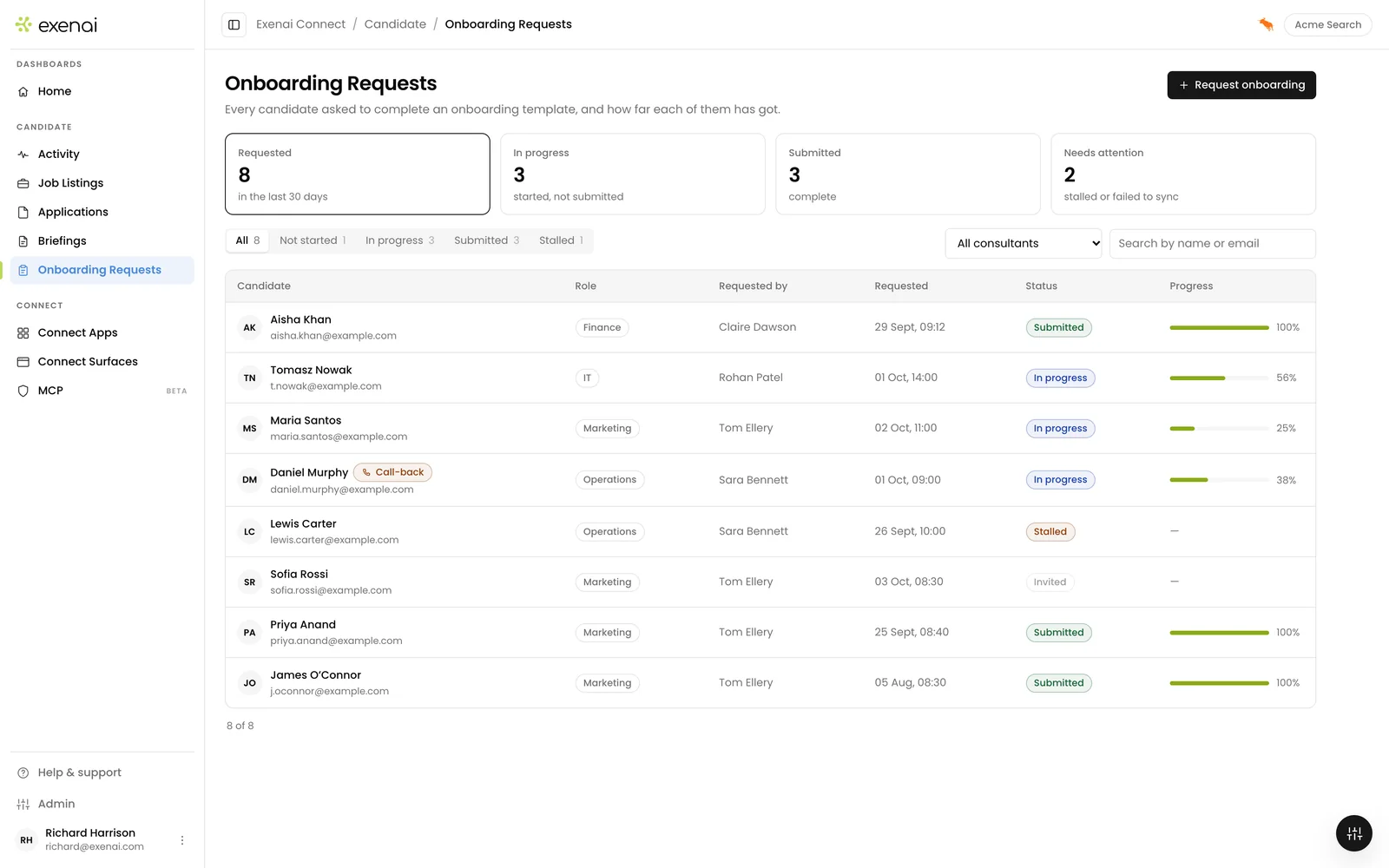 Exenai Candidate - User - Onboarding