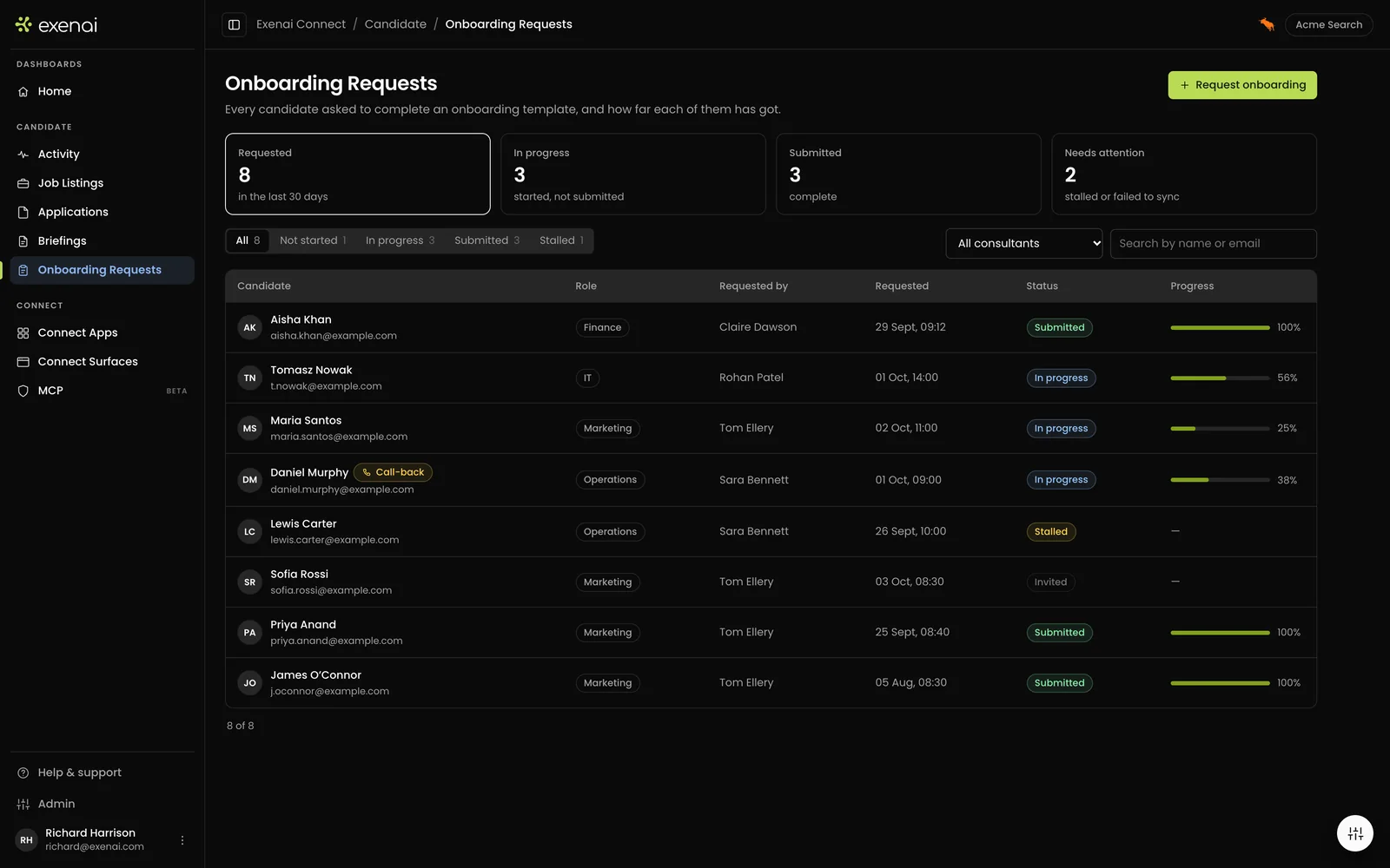 Exenai Candidate - User - Onboarding