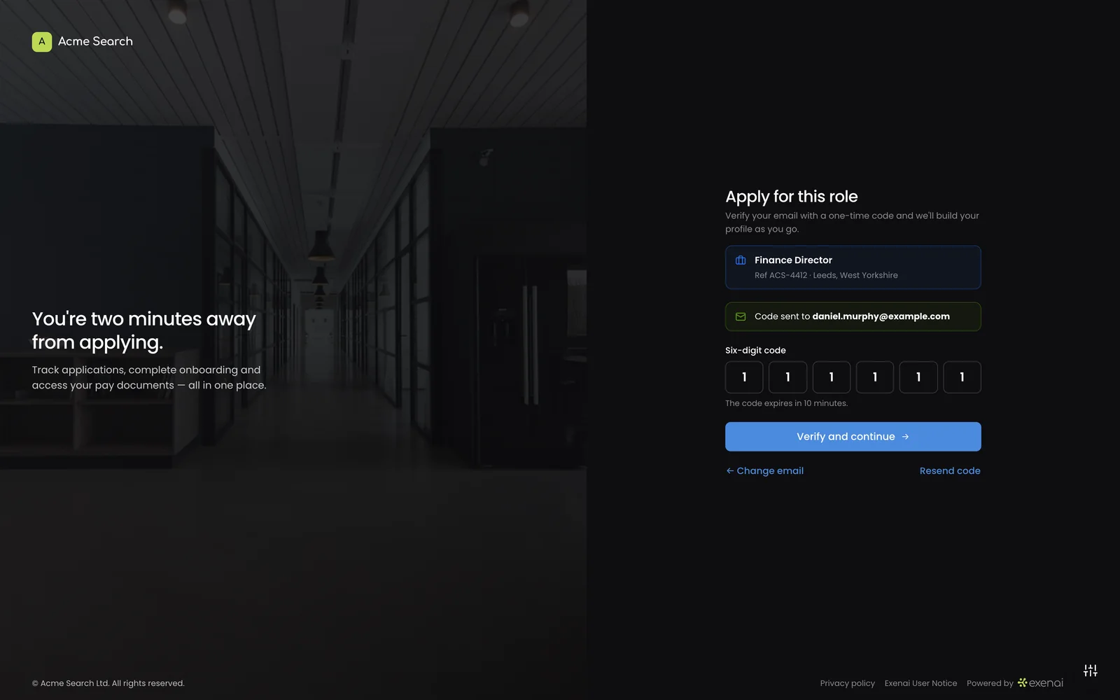 candidate.yourdomain.com - Login - One Time Passcode