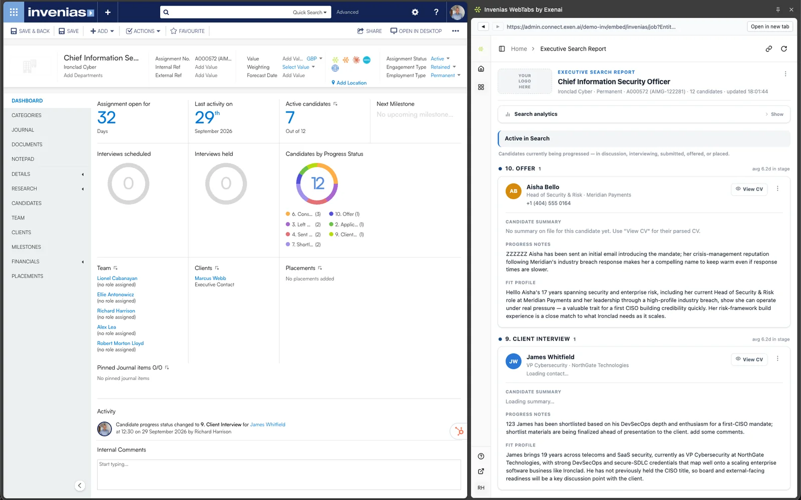 Invenias - Assignment - Search Report