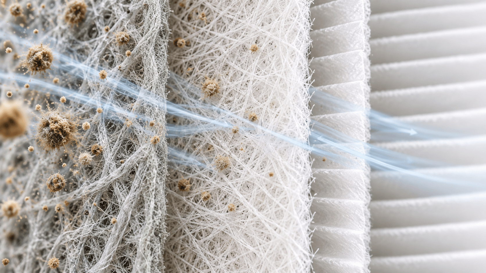Close-up of a multi-layer HEPA filtration medium.