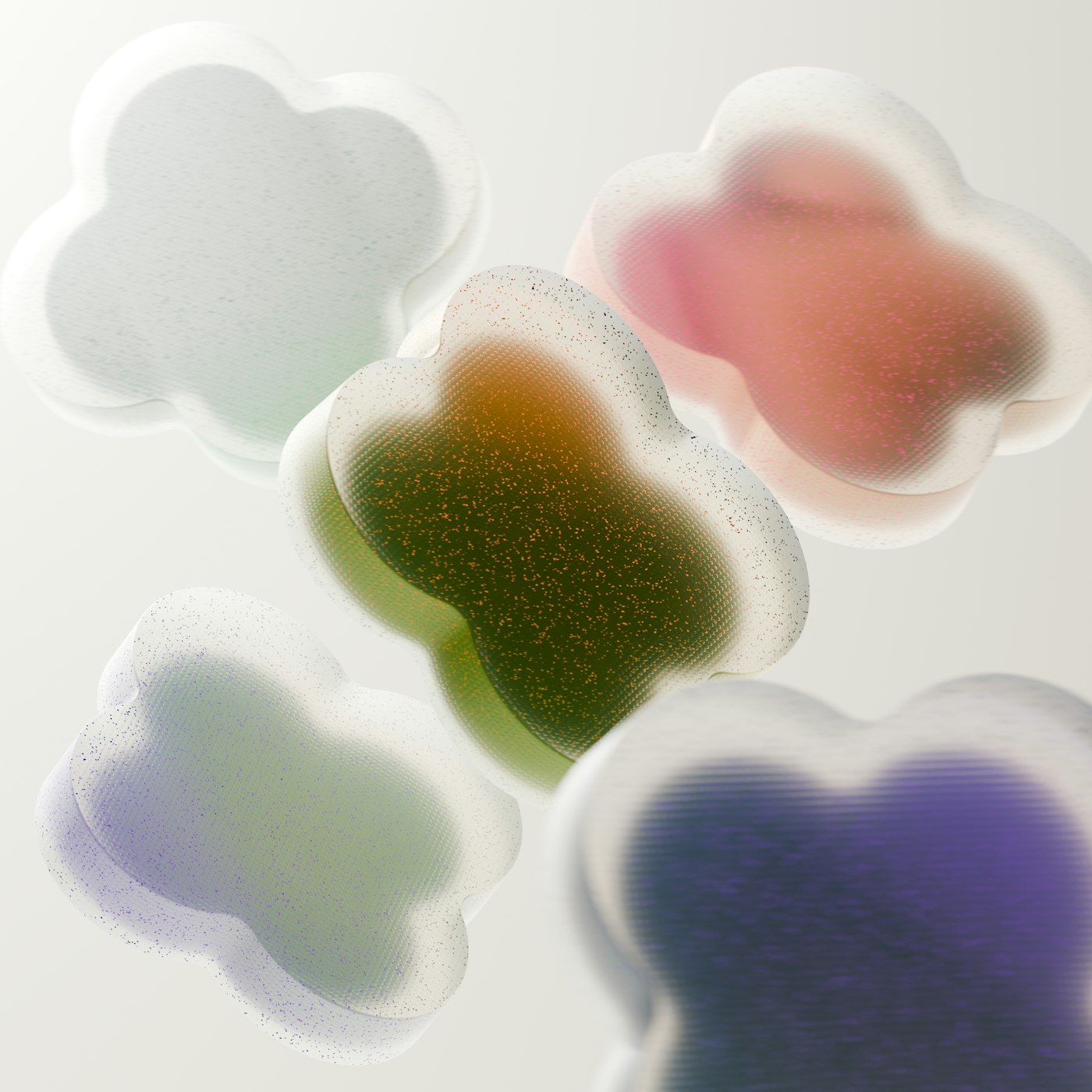 Soft translucent shapes in pastel colours