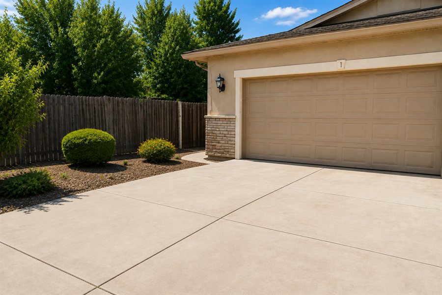 The same driveway swept clean after the pile was hauled away