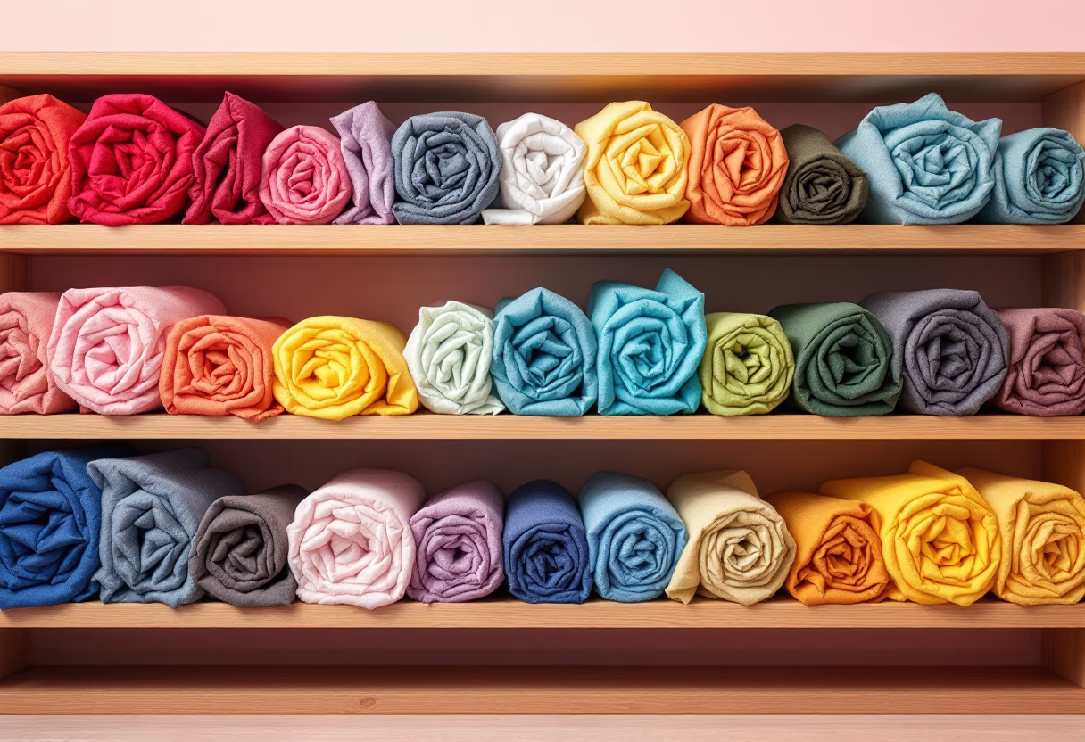 [background image] image of fabric rolls on shelves (for a tailors & alteration shop)