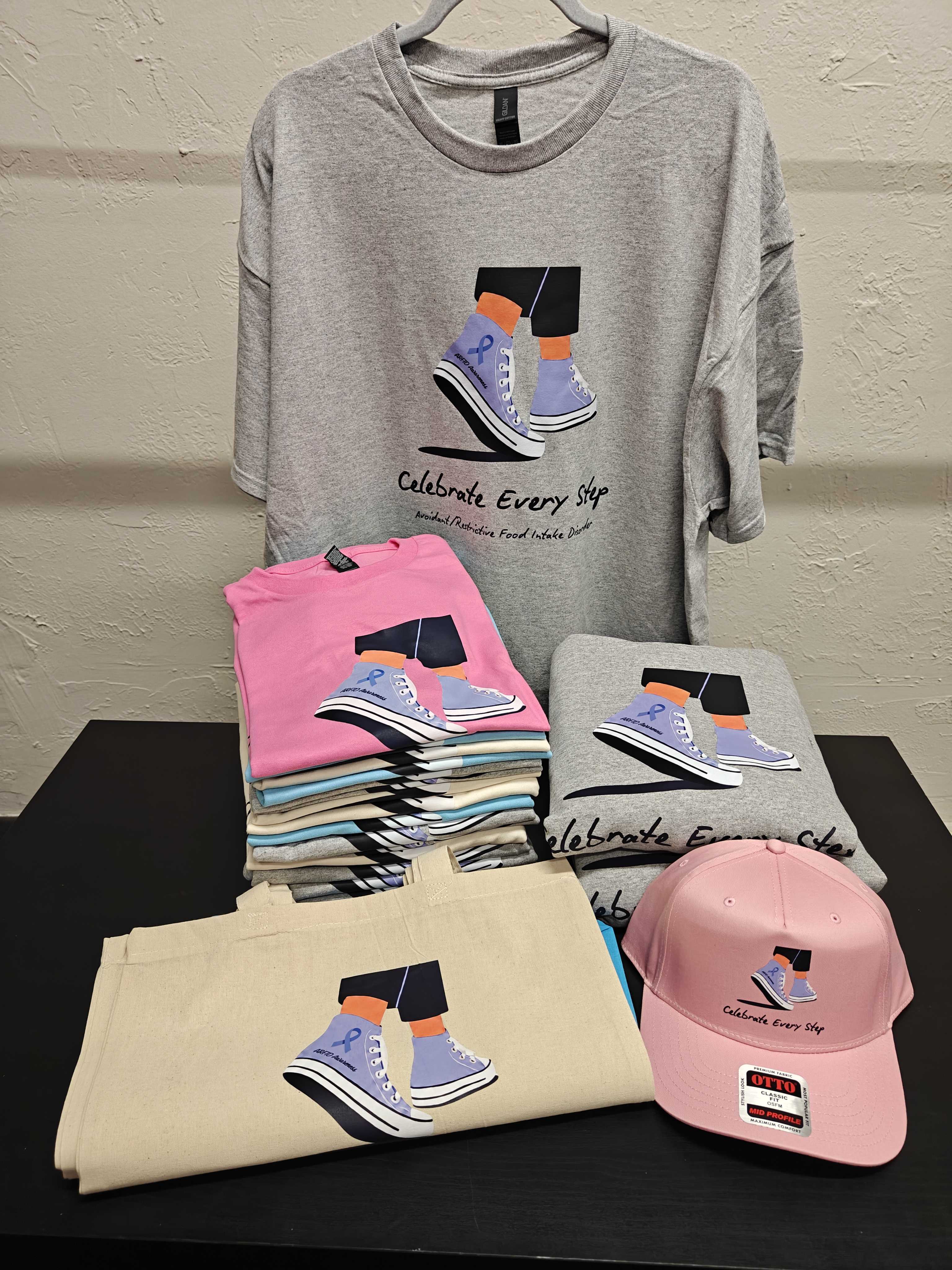 Stack of folded custom apparel