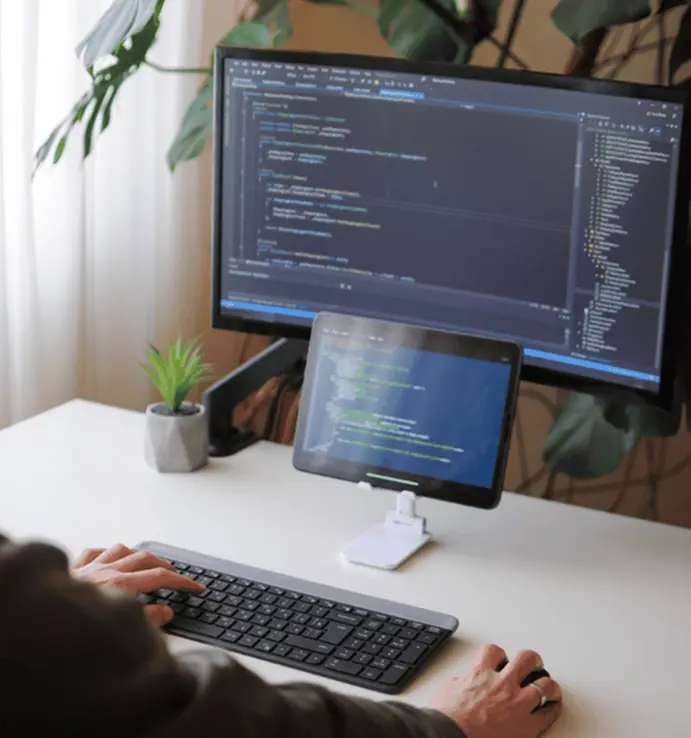 coding on monitor screen