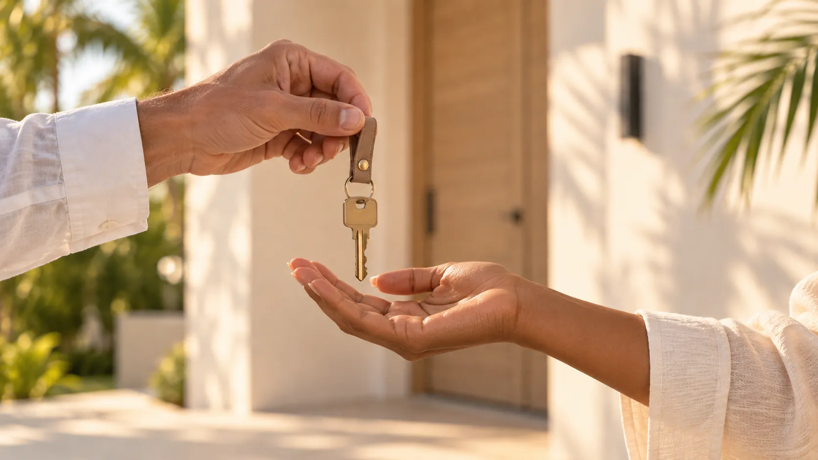 Keys handed over at the entrance of a villa on Aruba